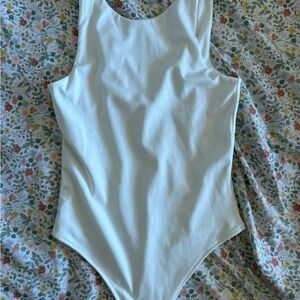 Divided Cream One-Piece Swimsuit